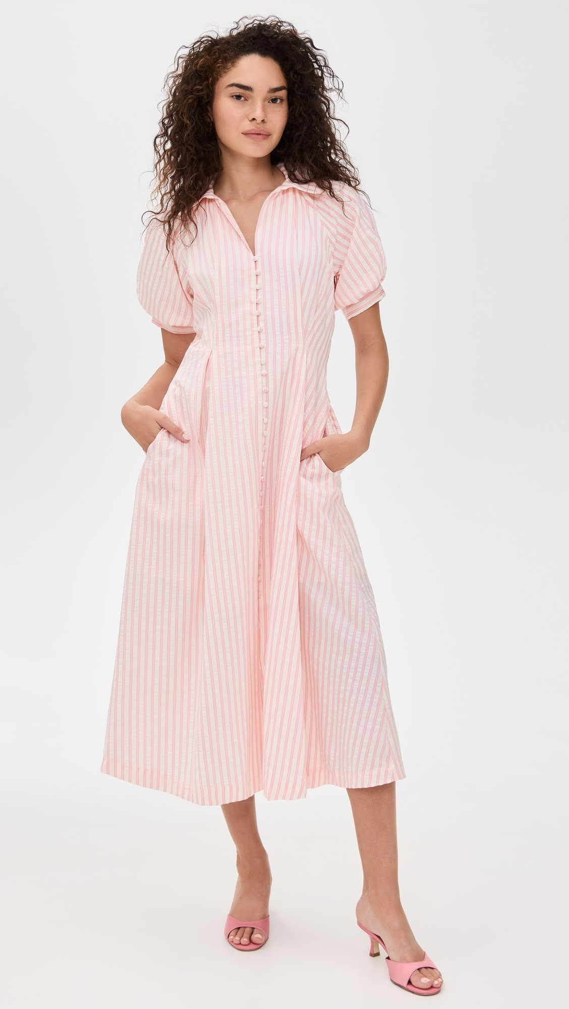Seersucker Striped Midi Dress | Shopbop