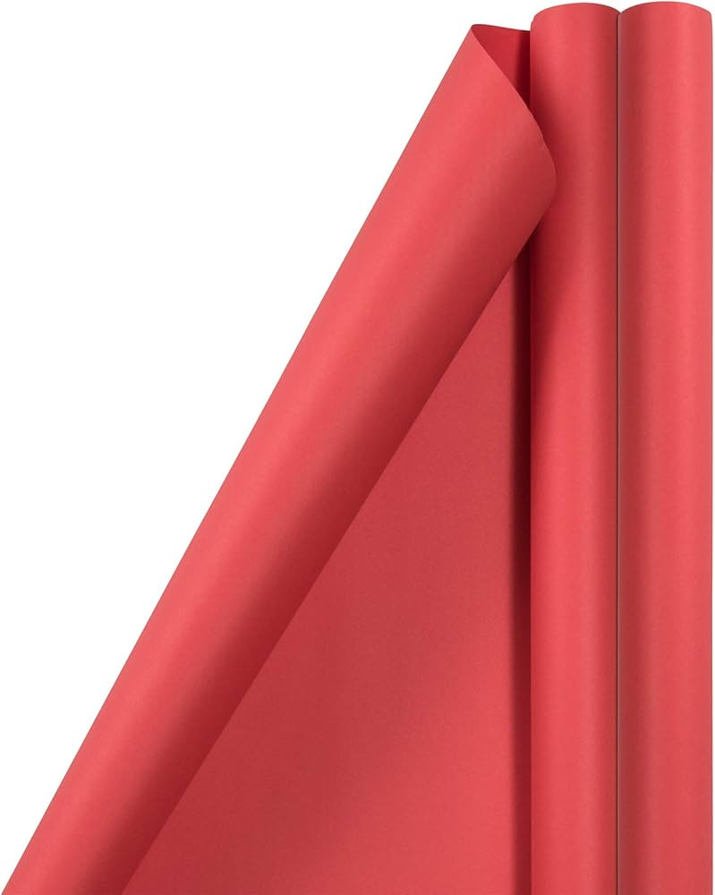 JAM Paper Gift Wrap - Matte Wrapping Paper - 50 Sq Ft Total (30 in x 10 Ft Each) - Matte Red - 2 ... | Amazon (US)