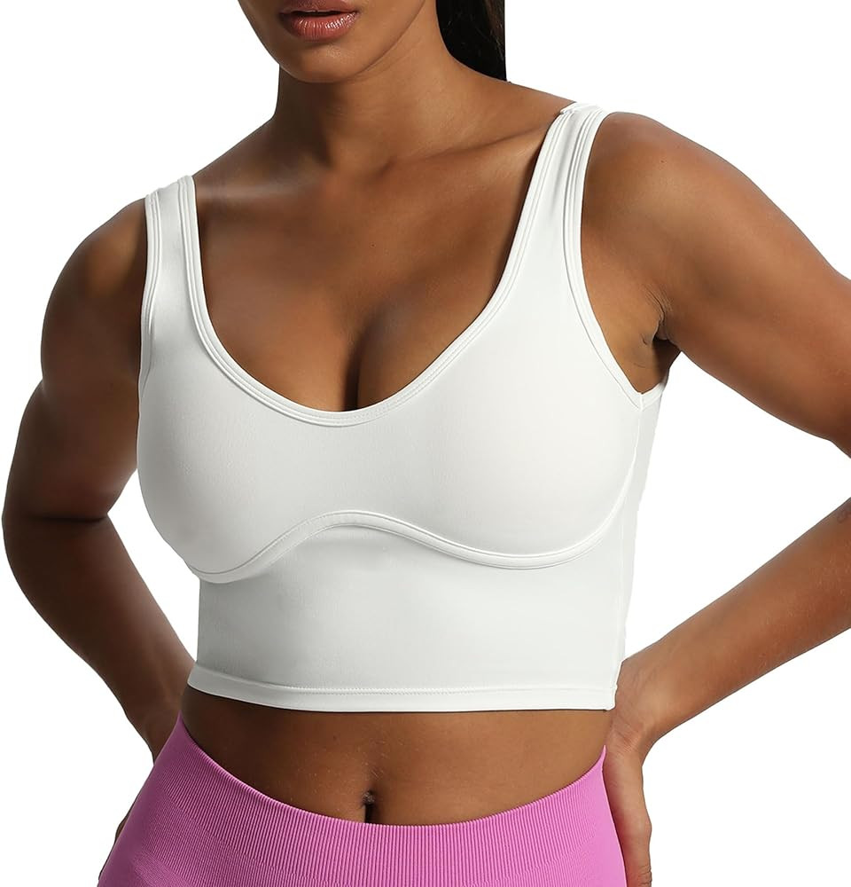 Aoxjox Women's Workout Brooke Tank Crop Curve Longline Fitness Sports Bras Padded Training Gym Br... | Amazon (US)