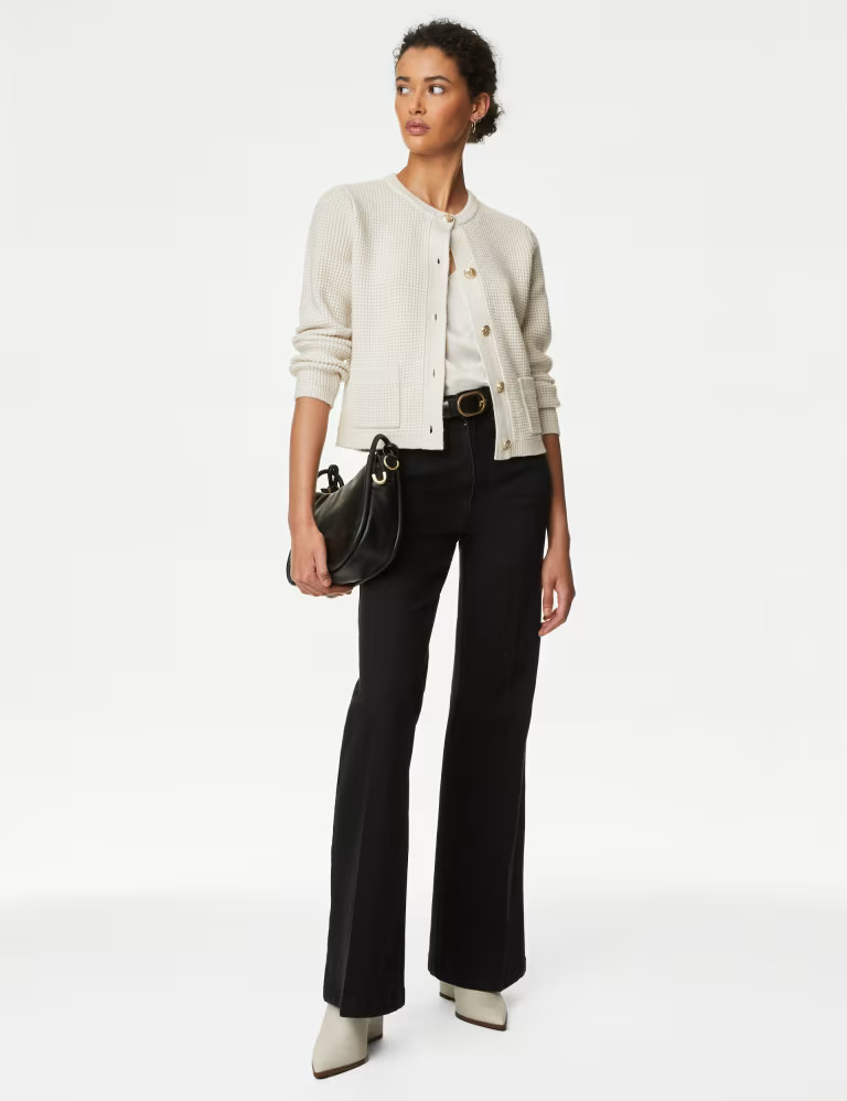 Recycled Blend Textured Button Front Cardigan | Marks & Spencer (UK)