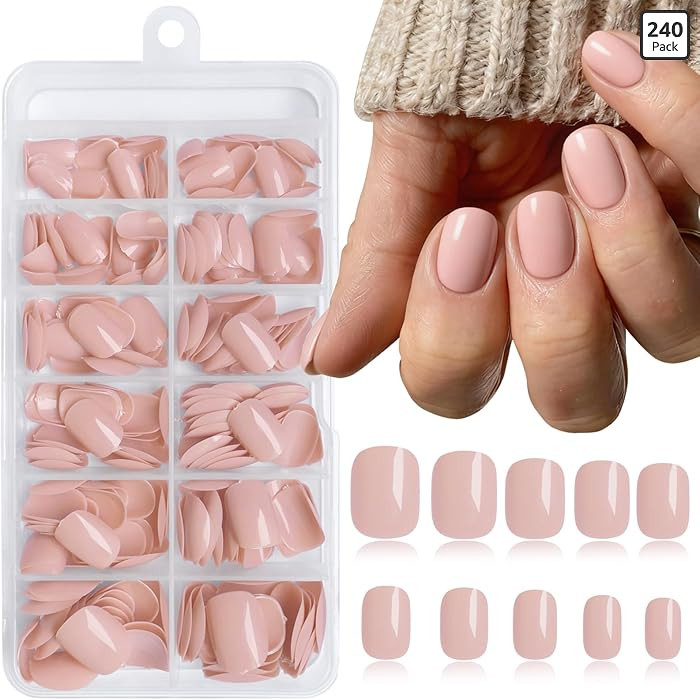 LoveOurHome Nude 240PC Square Press on Nails Short Fake Nail, Short Press on Nails Square Nude Ta... | Amazon (US)