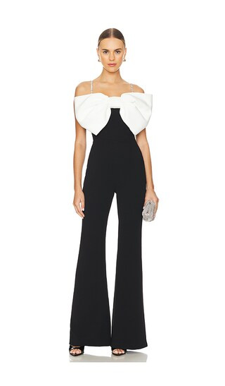 Nadine Merabi Bow Off The Shoulder Jumpsuit in Black. - size 4/S | Revolve Clothing (Global)