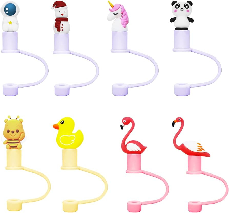 Silicone Straw Tips Cover Reusable Cute Detachable Straw Plugs Drinking Straw Tips Lids Anti-dust... | Amazon (US)