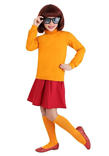 Fun Costumes Scooby Doo Velma Costume for Girls, Scooby-Doo Orange Turtleneck Sweater & Knee High Socks, Red Skirt & Glasses XS | Amazon (US)