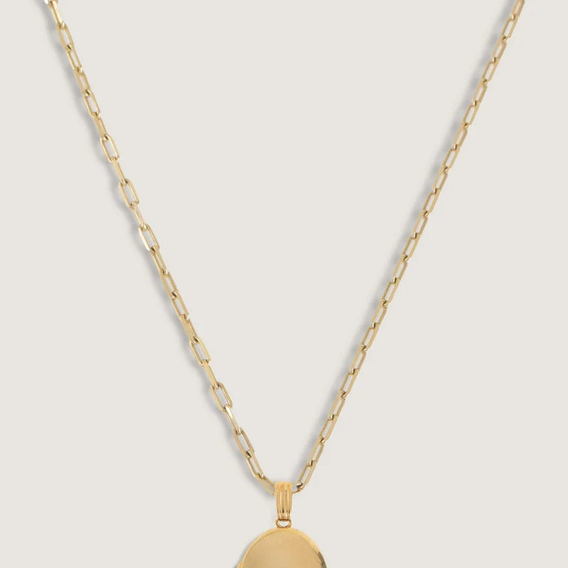 Kinn Maison Oval Locket Necklace Diamond - Gold - CHAIN STYLE: MICRO LINK CHAIN/CHAIN LENGTH: 18/ENGRAVING: 2-10 CHARACTERS | Verishop