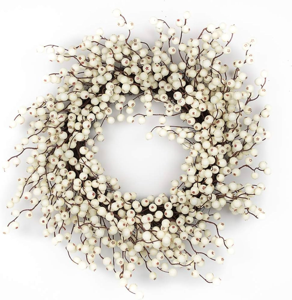 Water Resistant Berry Stunning Door Wreath on Grapevine (Shiny Cream Berry) | Amazon (US)