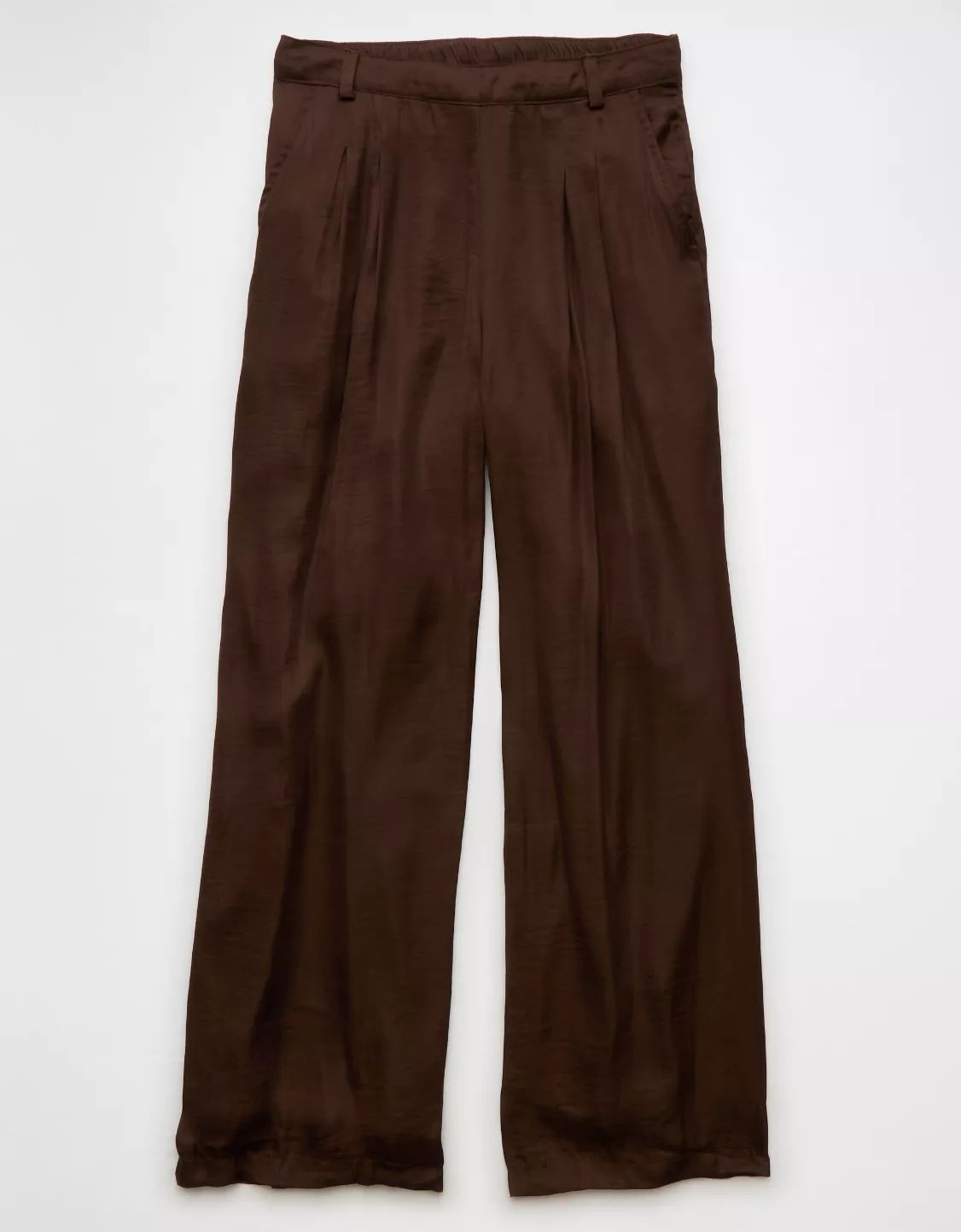 AE High-Waisted Baggy Wide-Leg Satin Look Trouser | American Eagle Outfitters (US & CA)