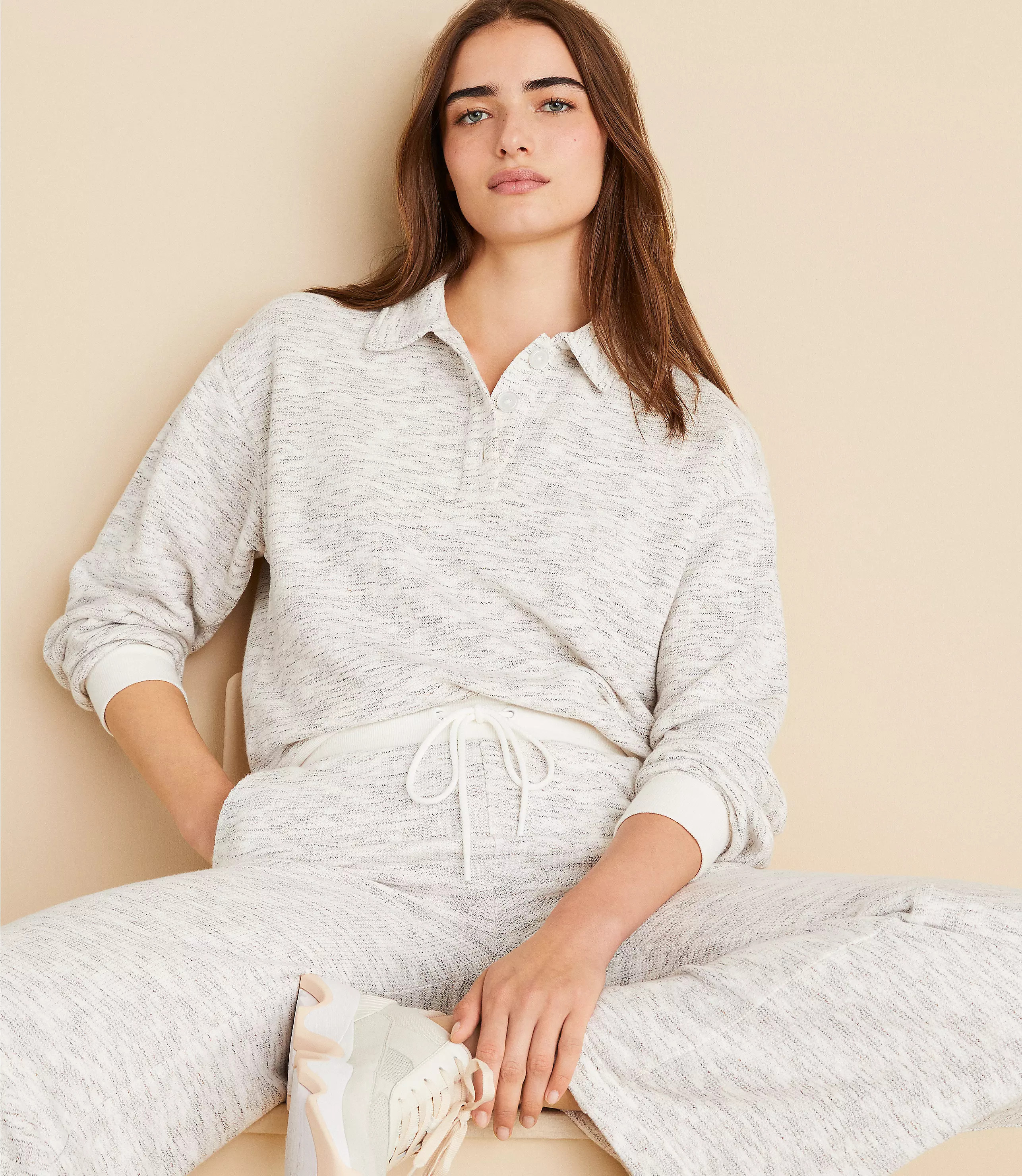 Lou & Grey Spacedye Terry Polo Top | LOFT