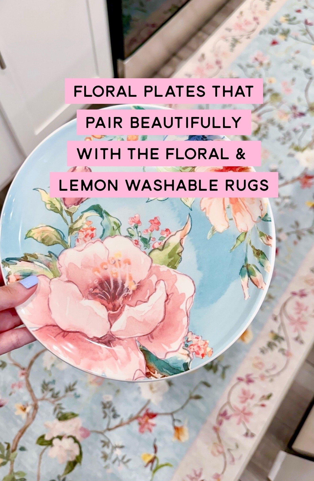 When the plan starts coming together! New & Old! Floral plates that have been used on the table for awhile pair beautifully with the new washable rugs 

Home Decor. Kitchen Accessories. Tablescape. Dishes. Pink. Blue.

#LTKSeasonal #LTKHome #LTKdayinmylife