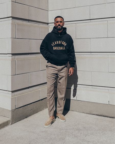 SALE ALERT 🚨 whole look up to 50% Off! FEAR OF GOD Baseball hoodie (size M), Double Pleated Trousers (size 48), Loafers (size 41), and FEAR OF GOD x BARTON PERREIRA glasses. An elevated relaxed men’s look. Linked exact and similar items currently up to 50% Off on sale through Black Friday, Cyber Monday and Cyber Week. A relaxed and elevated business casual outfit perfect for Fall and Winter.

#LTKsalealert #LTKmens #LTKstyletip