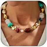Chunky Acrylic Beaded Necklace for Women Colorful Acrylic Resin Beaded Choker Big Round Beads Sta... | Amazon (US)