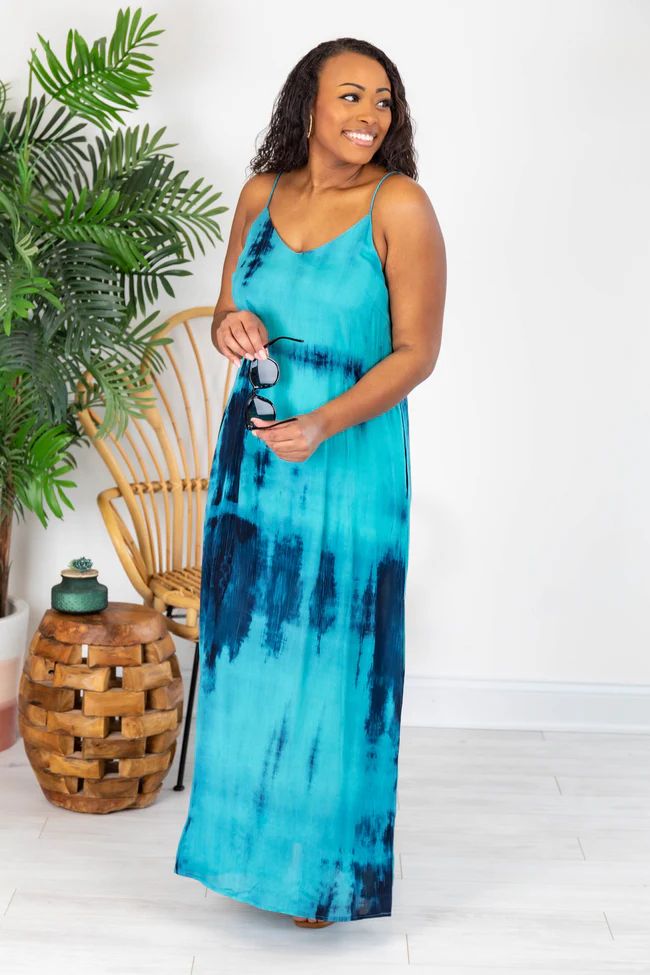 Continuous Love For You Tie Dye Maxi Blue Dress | The Pink Lily Boutique