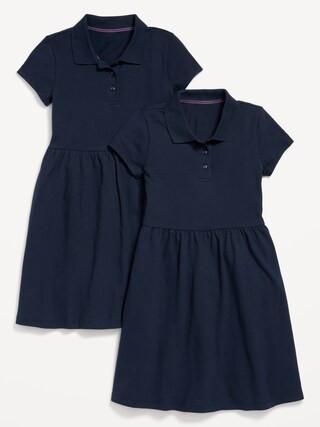 School Uniform Fit and Flare Pique Polo Dress 2-Pack for Girls | Old Navy (CA)