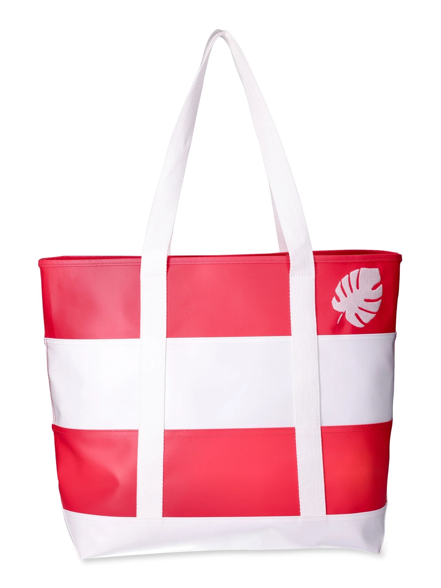 Time and Tru Women's Striped Beach Tote with Embroidered Accent | Walmart (US)