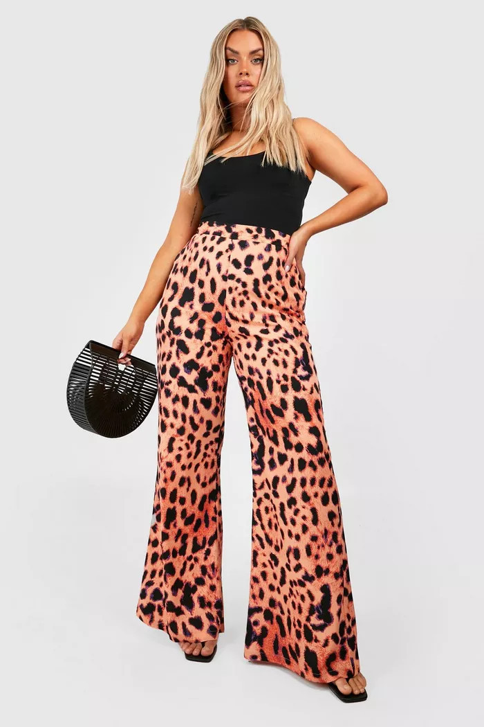 Plus Woven Leopard Wide Leg Trouser | Boohoo.com (UK & IE)