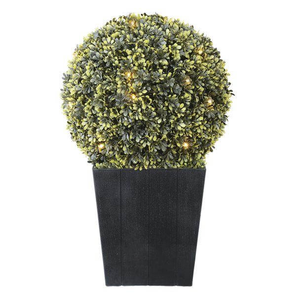 Better Homes & Gardens 20" Outdoor Artificial Topiary Decor in Black Planter, with Battery-Operat... | Walmart (US)