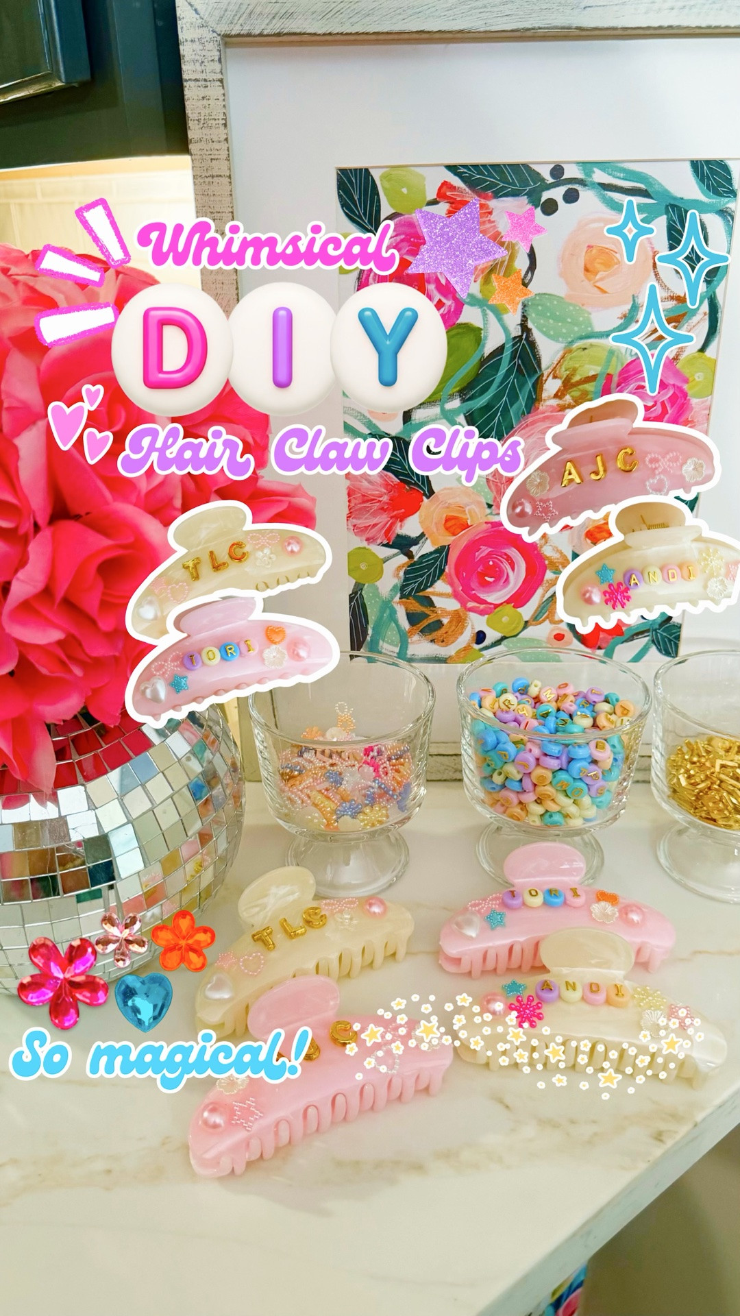 DIY summer hair claw clips! 🧚🏻‍♀️✨ Say 609 to shop! 🫶🏼 

The perfect idea for a girls night craft! 🦋💕🌈 It’s giving whimsical colorful aesthetic and I’m here for it! 💁🏼‍♀️ Let’s bedazzle and charm up some summer claw clips! 

#girlsnightideas #girlsnightin #hairclip #clawclip #diyideas 

Summer crafts, diy, girls night, hair clips, claw clip, girls night idea, hair clip, GNO, easy diy, summer diy