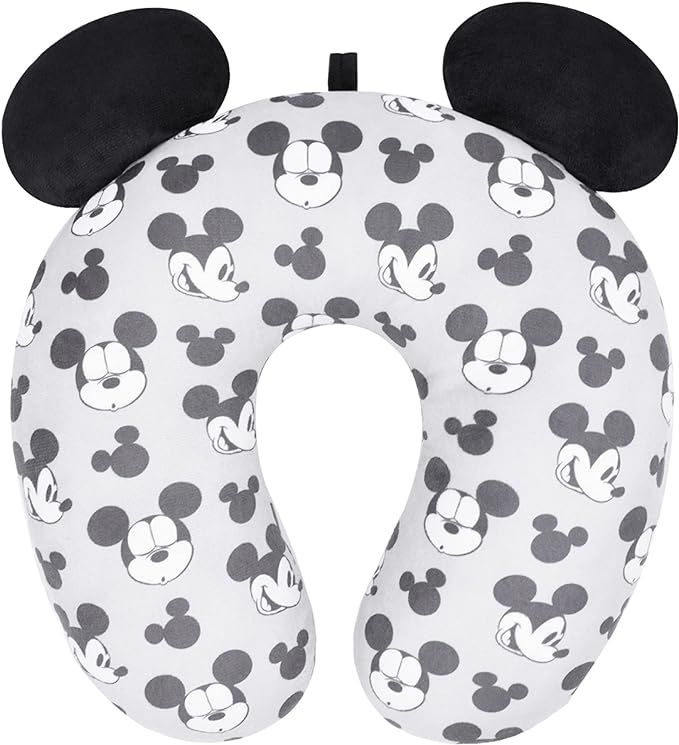 Concept One Disney Mickey Mouse Faces and Icons Portable Travel Neck Pillow, Grey | Amazon (US)