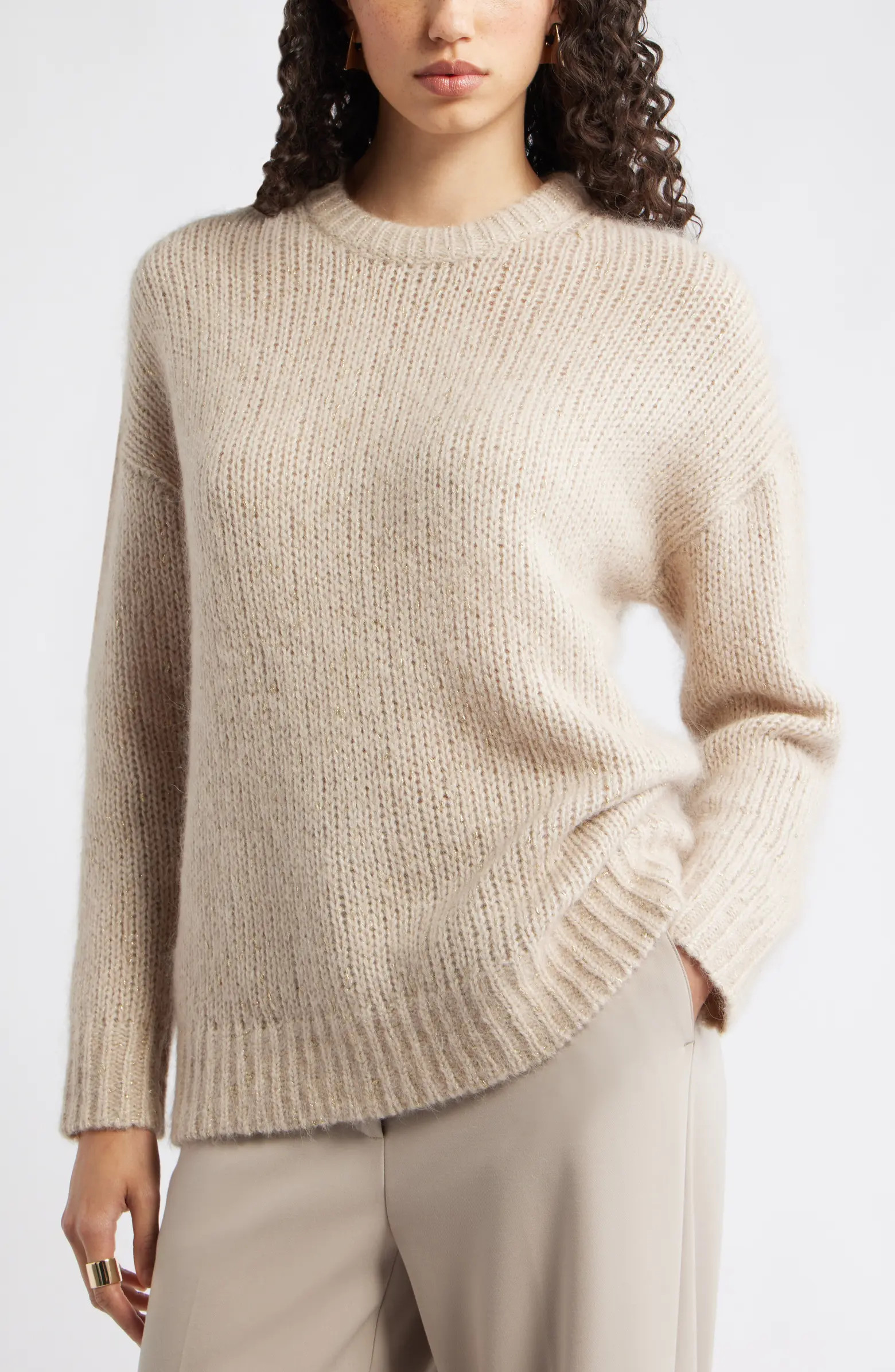 Metallic Crewneck Sweater | Nordstrom