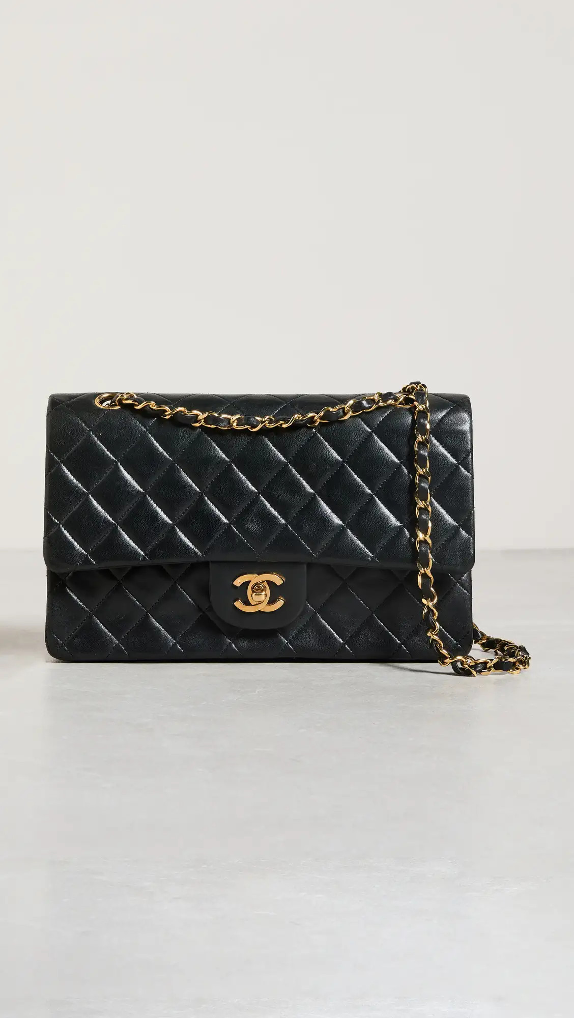 What Goes Around Comes Around Chanel Black Lambskin 2.55 10" | Shopbop | Shopbop