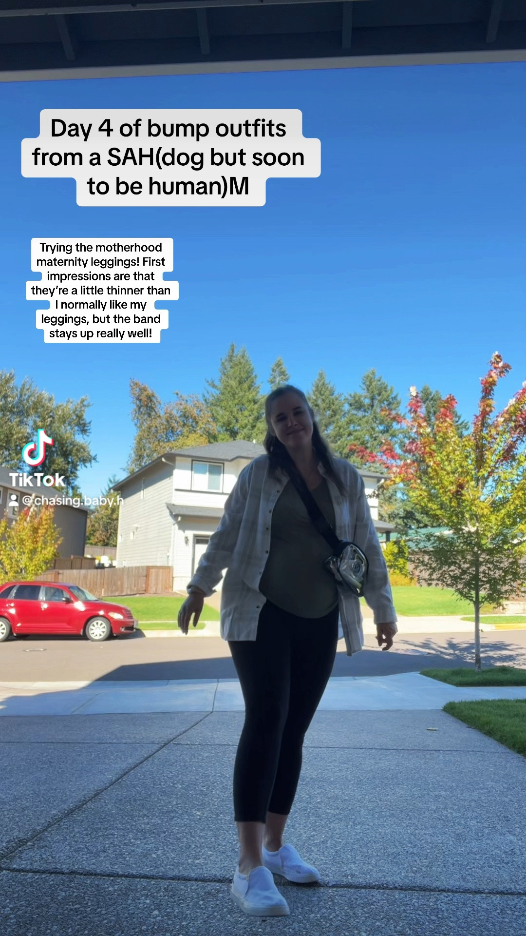 Trying the motherhood maternity leggings today! First impressions are that they're a little thinner than
I normallv like m leggings, but the band stavs up reallv well! 

#LTKbump #LTKfindsunder50 #LTKxPrime