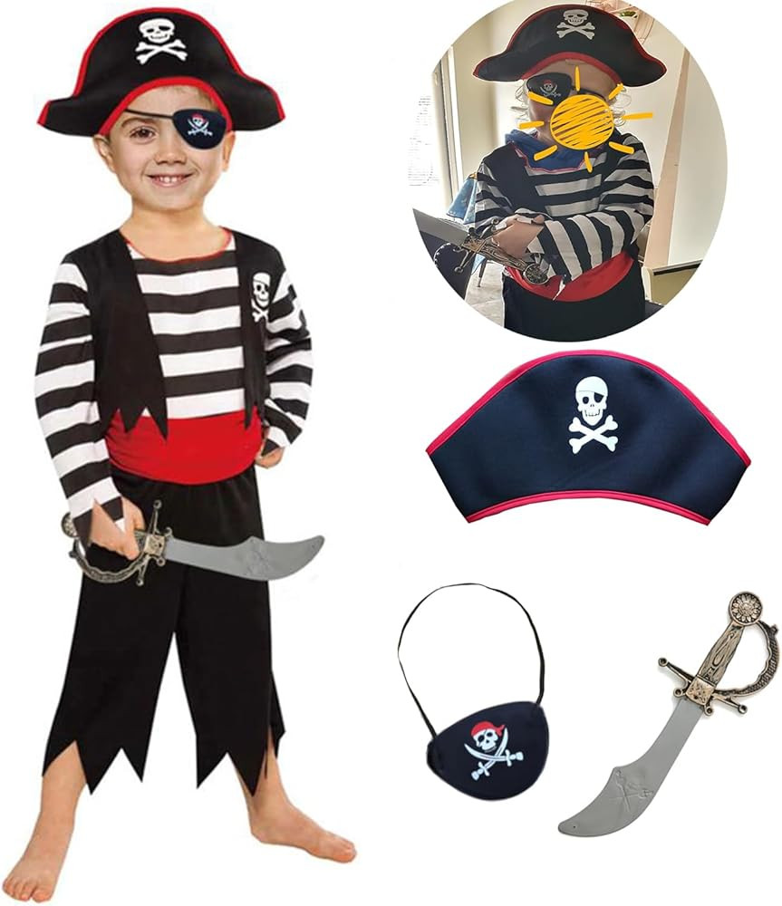 Children's Pirate Costume with Hat, Eyepatch, Cutlass | Amazon (US)