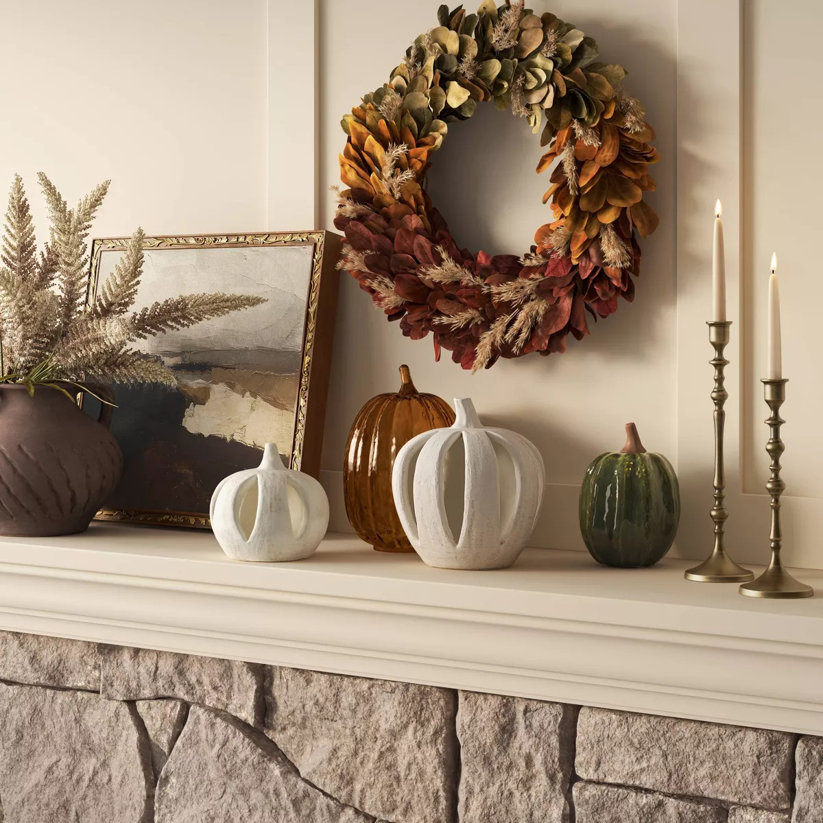 8" Large Green Ceramic Fall Pumpkin - Threshold™ | Target