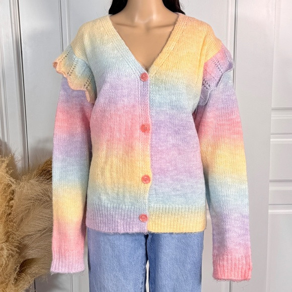 MULTI COLOR LONG SLEEVE OMBRÉ CARDIGAN SWEATER | Poshmark
