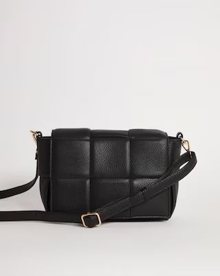 Black Woven Quilted Across Body Bag | Simply Be (UK)