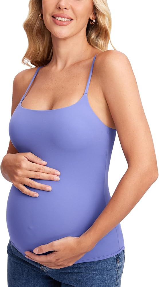 MOMANDA Inbarely Maternity Tank Top for Woman Square Neck Camisole with Built in Bra Sleeveless P... | Amazon (US)