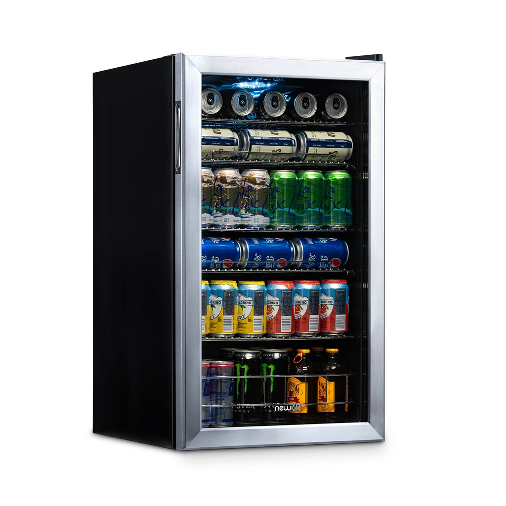 Newair 126 Can Freestanding Beverage Fridge in Stainless Steel with Adjustable Shelves | NewAir