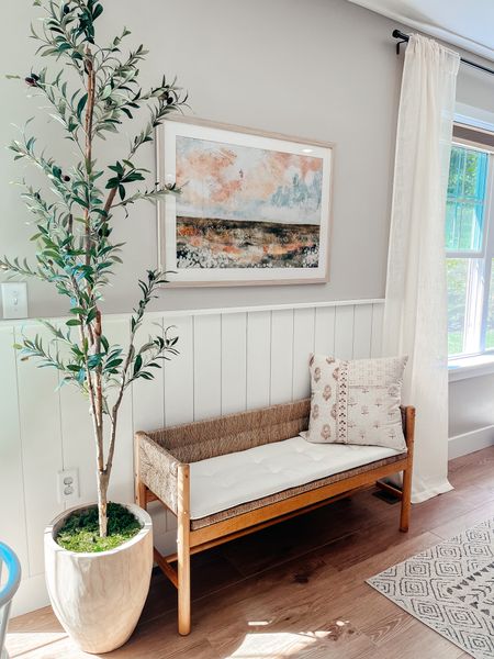 accent bench // fall pillows // faux tree 

#LTKhome #LTKSeasonal