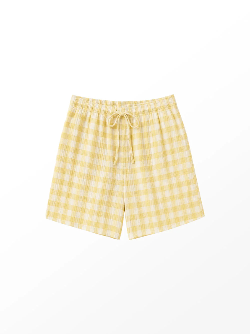 Lemon-Yellow Cheesecloth Check Shorts | Ro&Zo