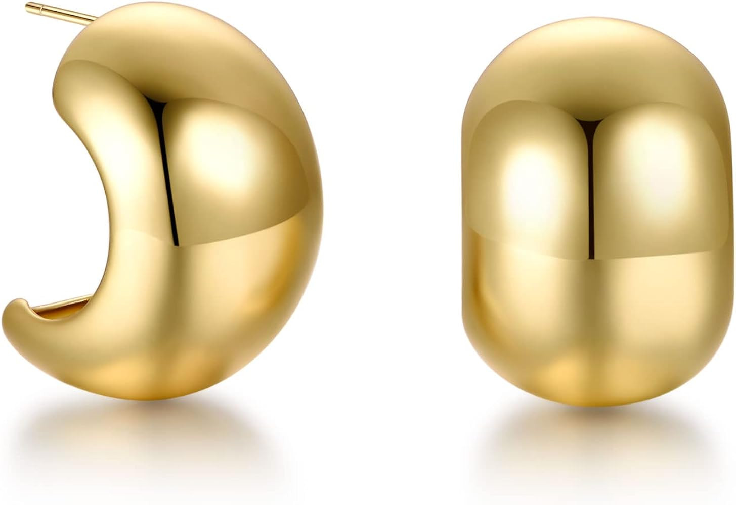 Chunky Gold Hoop Earrings Ball Teardrop Stud Earring Lightweight Open Thick Hoops Statement Jewel... | Amazon (US)