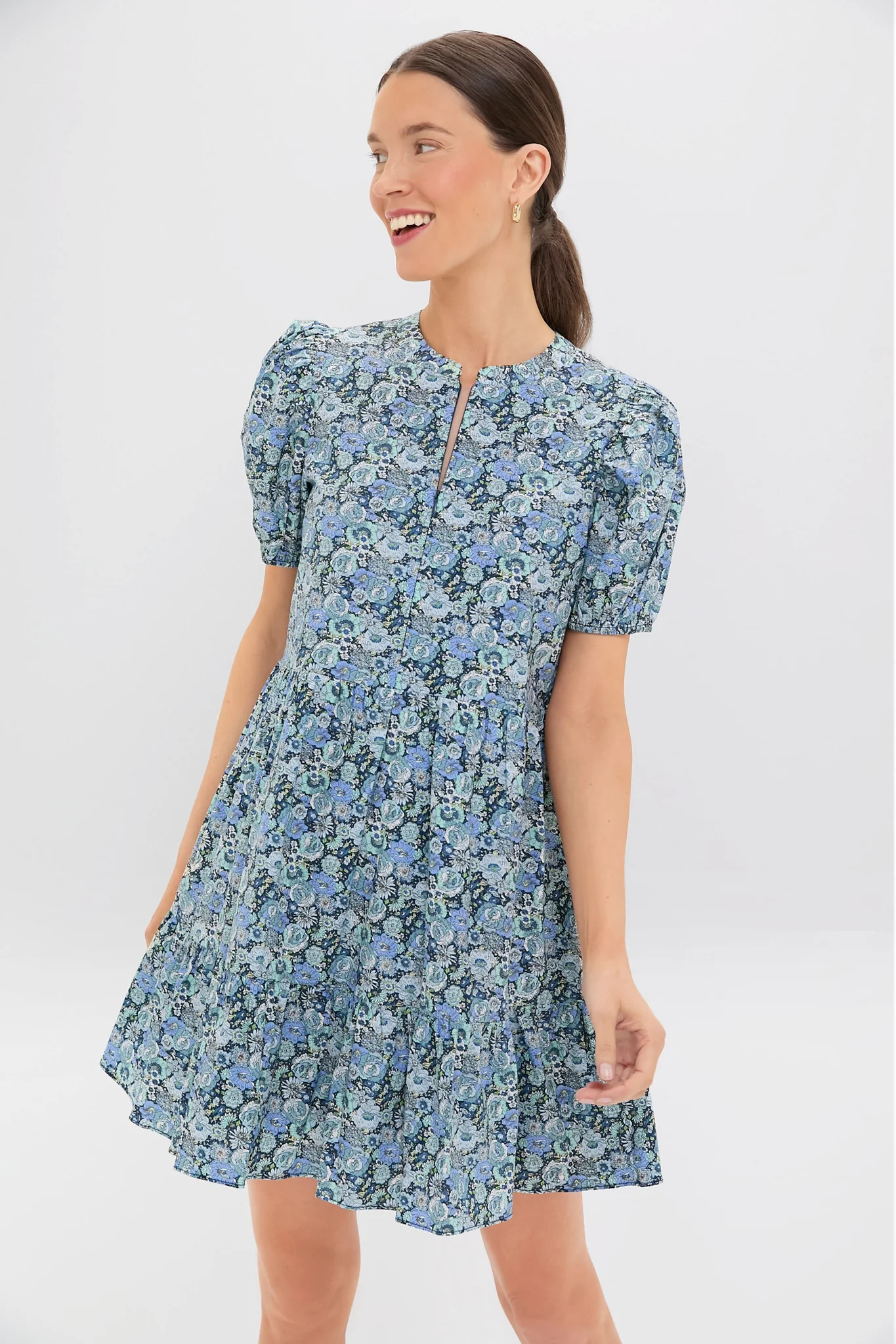 Light Blue Ditsy Floral Zip Front Ellie Mini Dress | Tuckernuck (US)