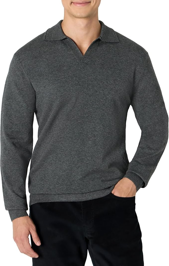 Amazon Essentials Mens Long Sleeve Regular Fit Knit Polo Sweater | Amazon (US)