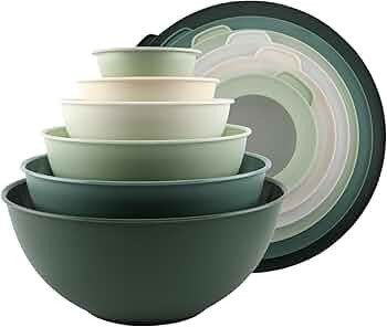 COOK WITH COLOR Mixing Bowls with TPR Lids - 12 Piece Plastic Nesting Bowls Set includes 6 Prep B... | Amazon (US)