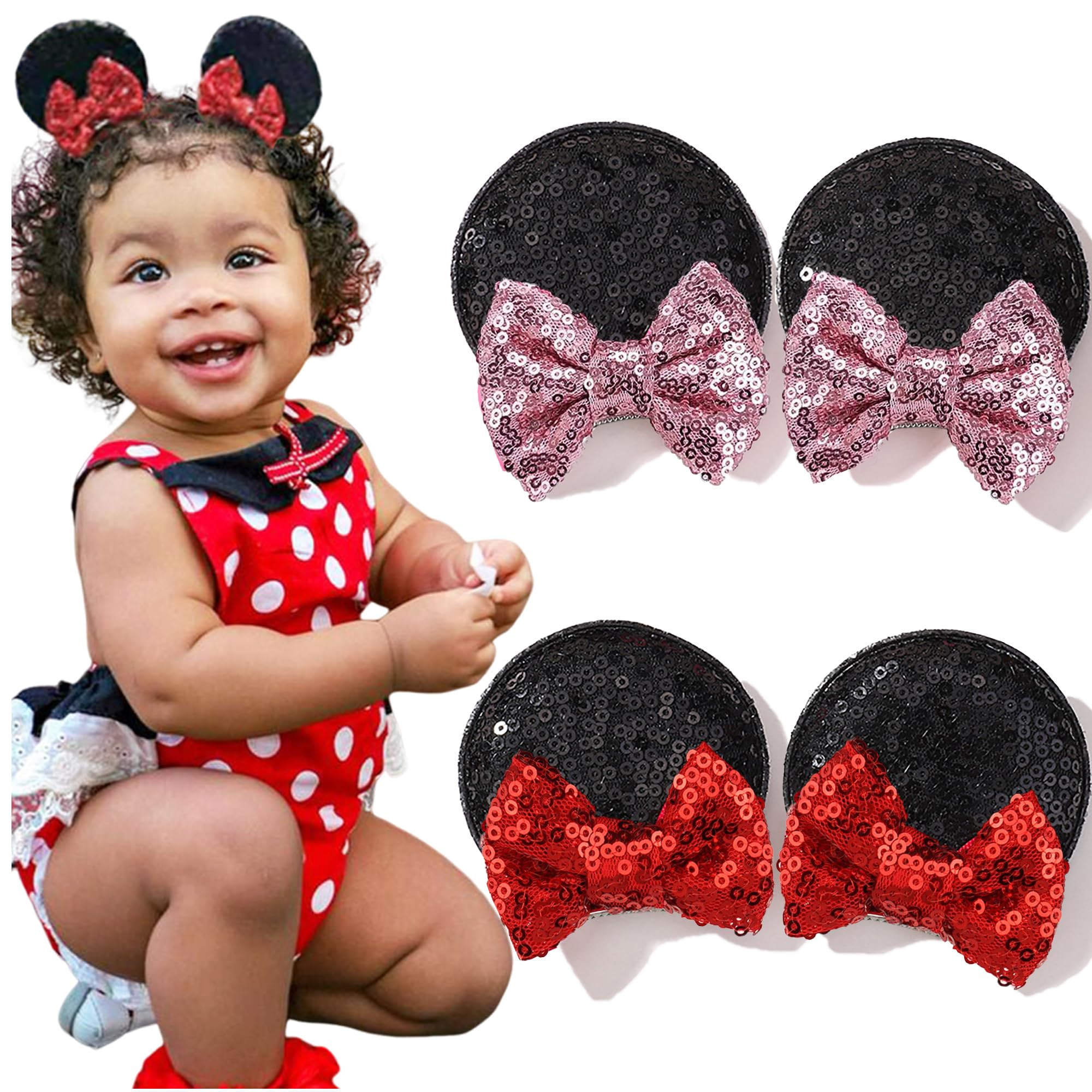 Ayesha Mouse Ears Hair Clips Halloween Mouse Ears for Toddler Girls Sequin Mouse Bows Barrettes H... | Amazon (US)