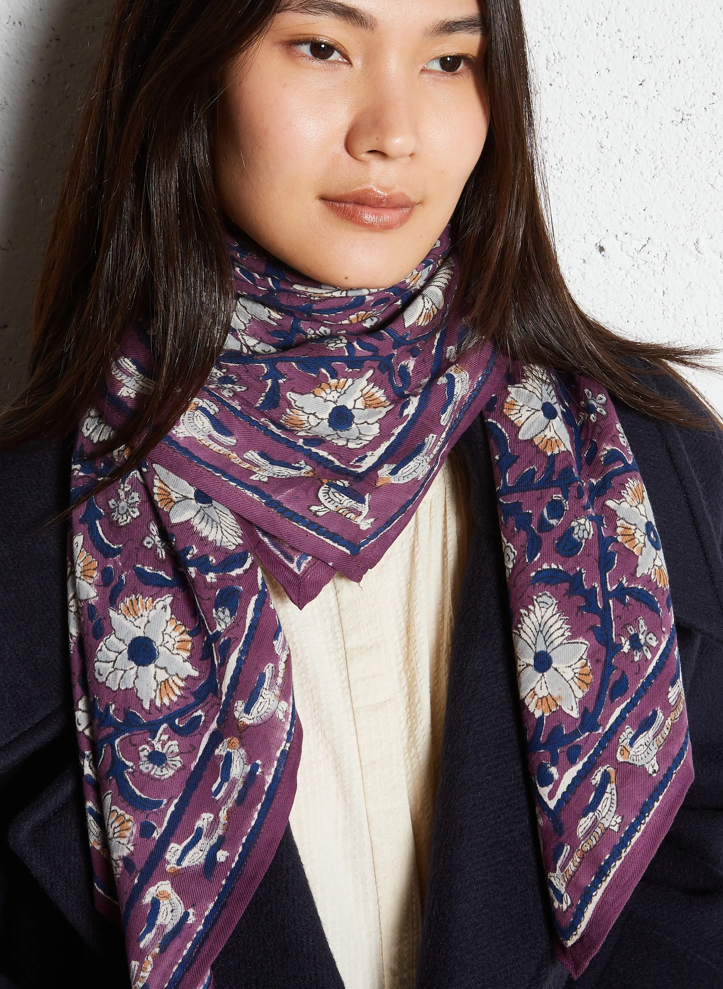 Apaches Collections - Foulard en coton imprimé - Taille Unique - Violet | Place des tendances (FR)