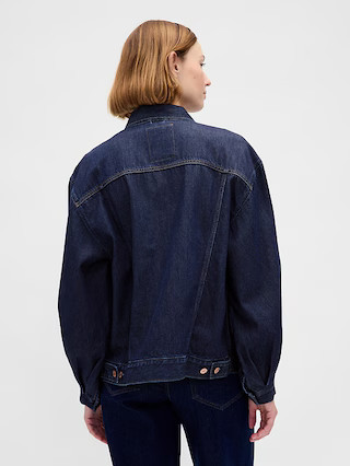 UltraSoft Oversized Balloon-Sleeve Icon Denim Jacket | Gap (US)