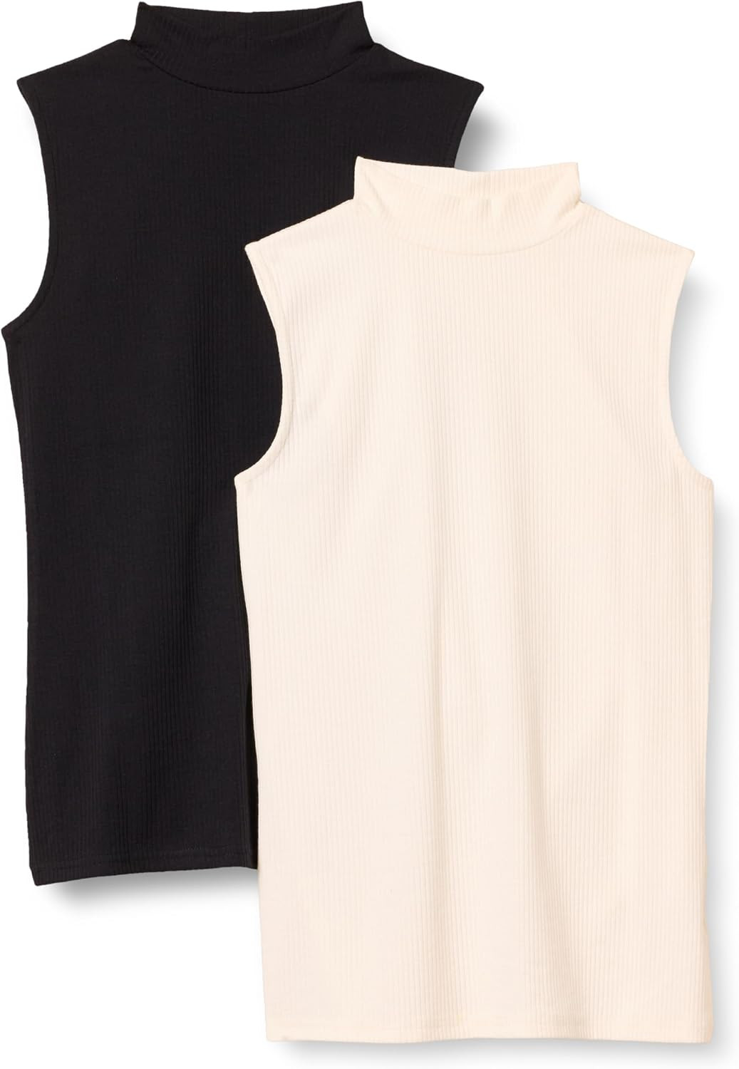 Amazon Essentials Women's Mock-Neck Slim-Fit Ribbed Knit Cotton Sleeveless Top, Pack of 2 | Amazon (US)