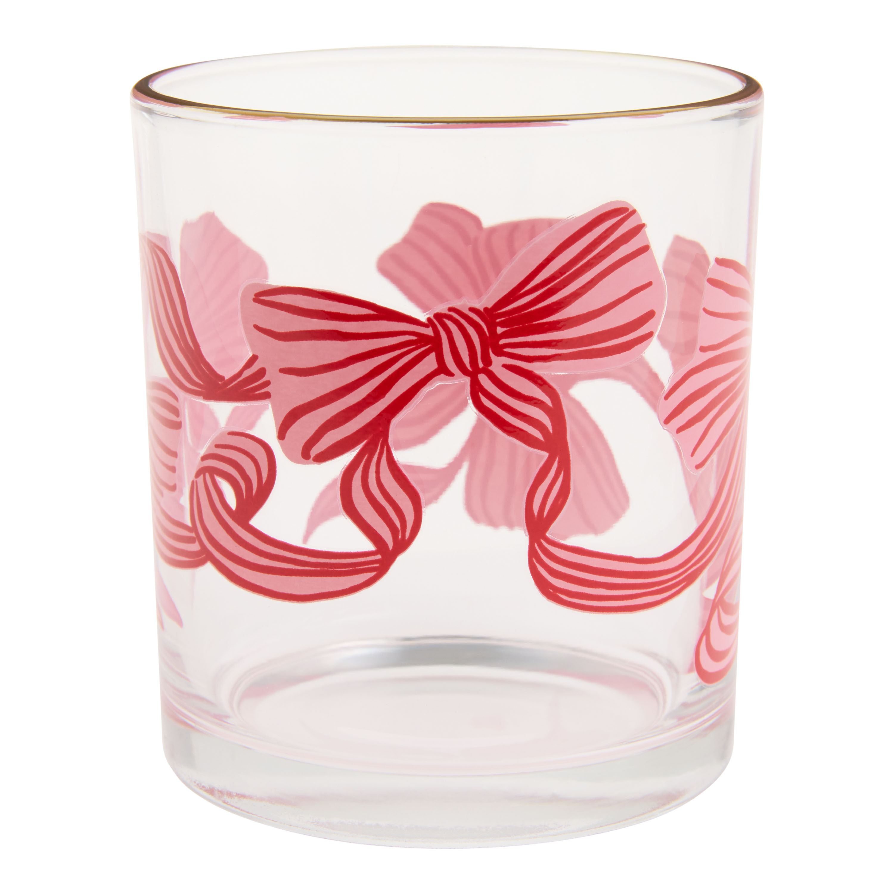 Pink and Red Bow Double Old Fashioned Glass | World Market