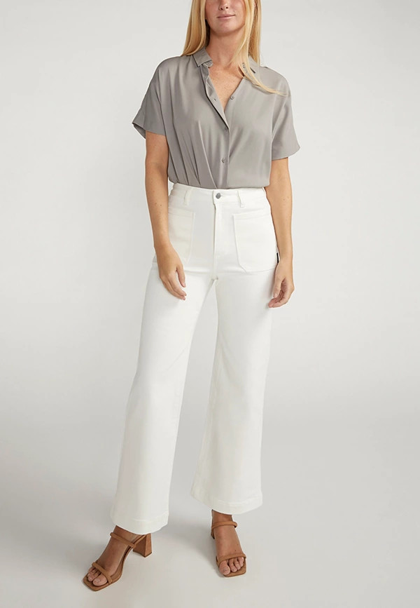 Silver Jeans Co.® White High Rise Patch Pocket Wide Leg Jean | Maurices