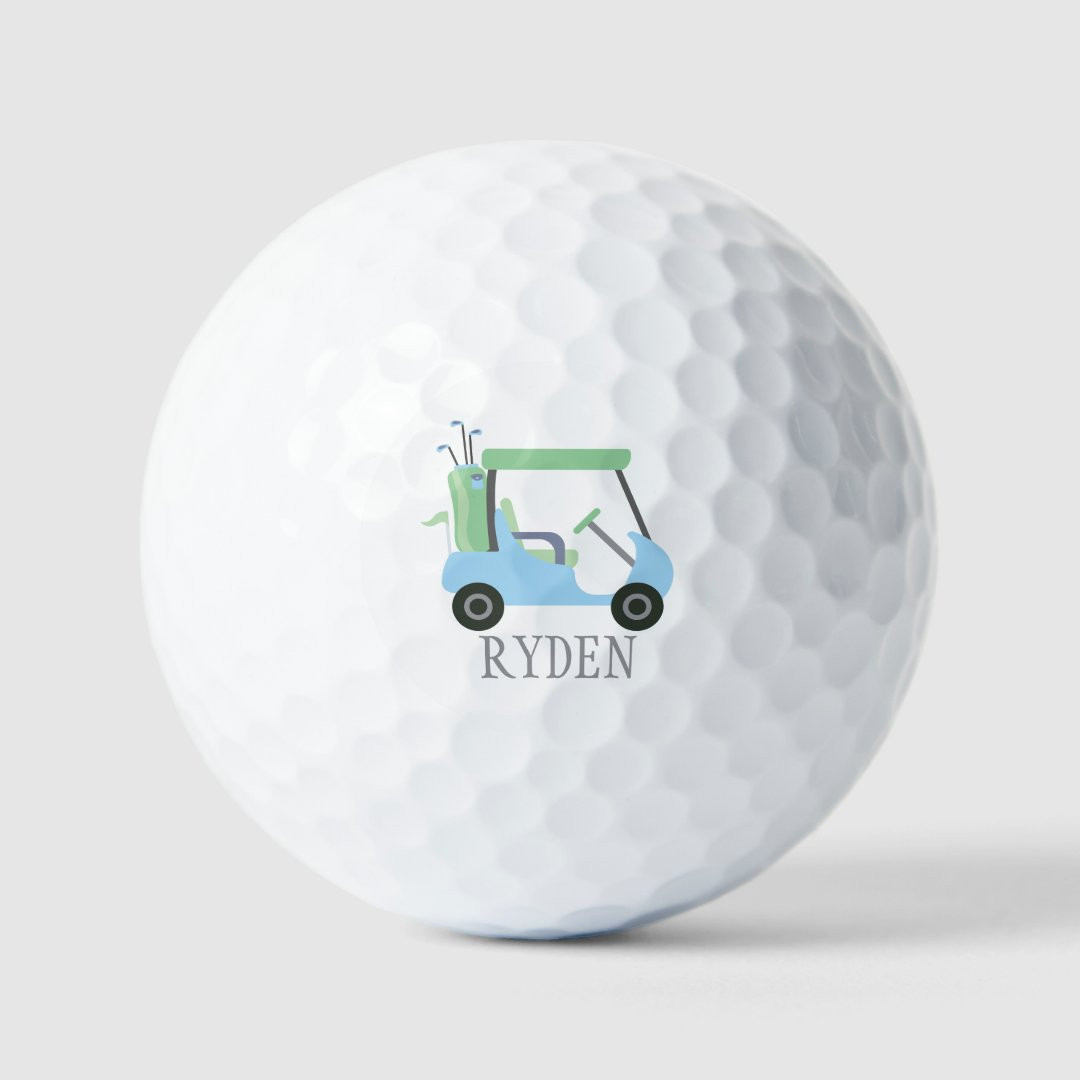Light Blue & Green Golf Cart Personalized Golf Bal Golf Balls | Zazzle | Zazzle