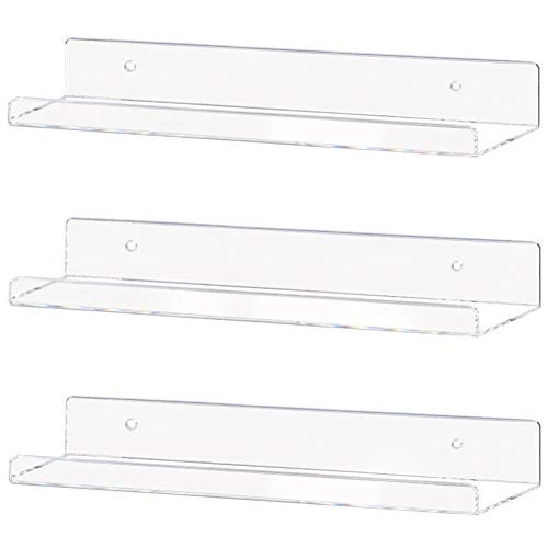 Weiai Clear Acrylic Shelf 15" Invisible Floating Wall Ledge Bookshelf, Kids Book Display Shelves ... | Amazon (US)