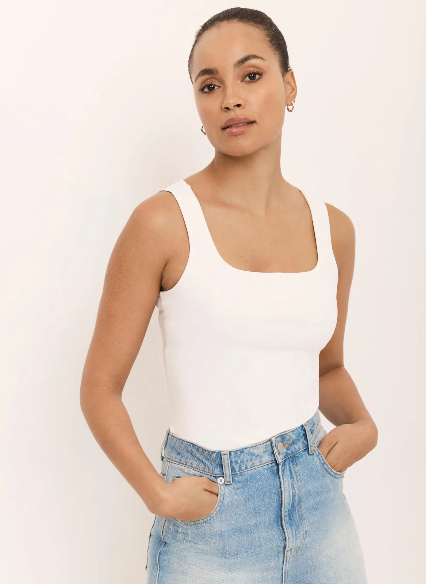 White Layering Scoop Neck Vest | Mint Velvet