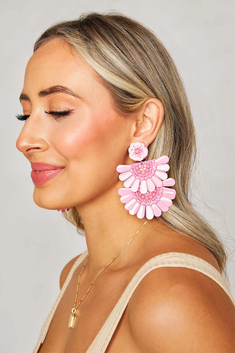 BuddyLove X Lisi Lerch | Natalie Statement Earrings | Pink | BuddyLove