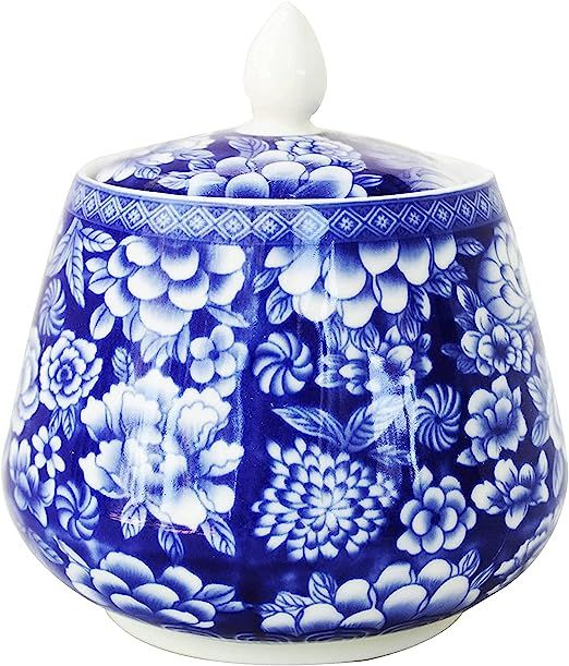 Beautiful Blue and White Decorative Floral Container or Jar. Tulip Shaped with lid | Amazon (US)