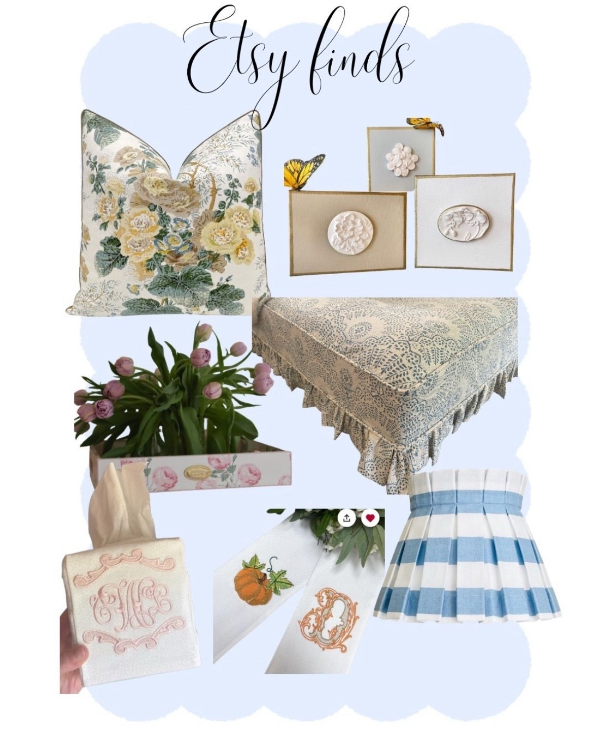 classic, timeless, chic, coastal, trending, etsy, intaglio, tapestry, decorative tray, coffee table decor, monogram, ottoman cover, ruffle lamp shade cover , pillow cover, floral pillow, green pillow, garland sash, fall, autumn, Thanksgiving, pumpkin, grand millennial, coastal home decor, living room, bedroom, Etsy, wall decor, budget friendly home decor, nightstand decor, Nancy Myers, traditional, classic style 



#LTKSeasonal #LTKHome #LTKFallSale