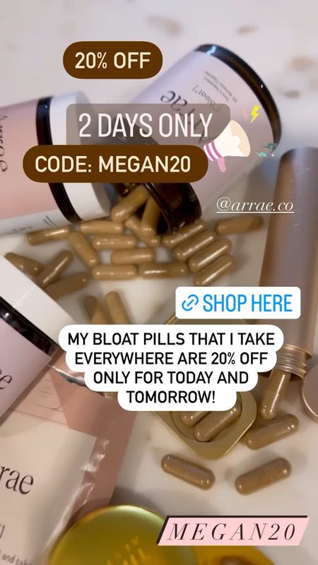 One day left! Arrae's no more bloat pills 20% off with code Megan20 (they rarely have sales!) 
Post heavy meal 🥘 is when they work best but I take them daily for IBS 
Life changing ⭐️✨♥️💊

#LTKsalealert #LTKbeauty #LTKunder100